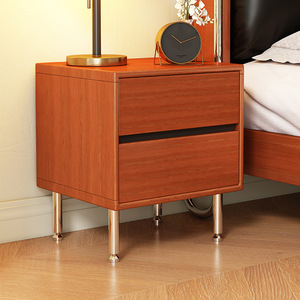 Mesita de noche de madera maciza con cajón de almacenamiento para dormitorio, estilo retro - Product Image 4