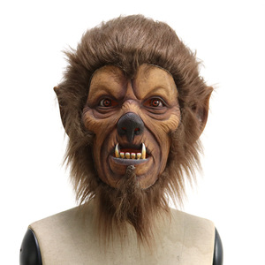Máscara de látex de <span class=keywords><strong>mono</strong></span> orangután Pongo con colmillos y piel sintética, máscara de animal de cabeza completa para Halloween, broma, cosplay, fiesta - Product Image 1