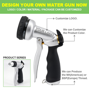 <span class=keywords><strong>Pistola</strong></span> de Agua <span class=keywords><strong>Metálica</strong></span> SUNSHINE con 7 Patrones de Rociado, Boquilla de Manguera con Gatillo Frontal, Rociador Manual para Jardín y Césped - Product Image 2