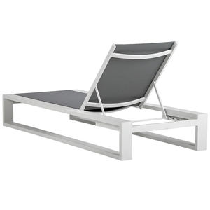 Chaise de plage de Relaxation étanche blanche cadre en aluminium chaise longue extérieure pour <span class=keywords><strong>jardin</strong></span> <span class=keywords><strong>pliable</strong></span> piscine meubles de lit de jour - Product Image 4