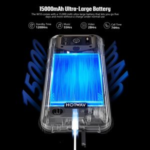 Nouveauté <span class=keywords><strong>HOTWAV</strong></span> <span class=keywords><strong>W10</strong></span> Téléphone robuste 4 Go + 32 Go 15000 mAh Téléphones mobiles 4G Android 12 Smartphones - Product Image 3