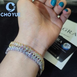 Wholesale 925 Sterling Silver Tennis Cluster Bracelet <b>Iced</b> <b>Out</b> Fine Elegant Jewelry for Women Pass Diamond Test with GRA - Product Image 2