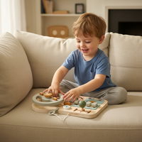 Volante de Madera Montessori, Tablero de Actividades, Ecológico, Libre de BPA, Juguete Sensorial Educativo para el Desarrollo de la Inteligencia de los Niños Pequeños