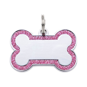 Laser Engraved Custom Logo <b>Blank</b> Bone Dog Cat ID Tags Keychain Personalized Anti-lost Glitter <b>Pet</b> Collar Charm Pendant Keyring - Product Image 5