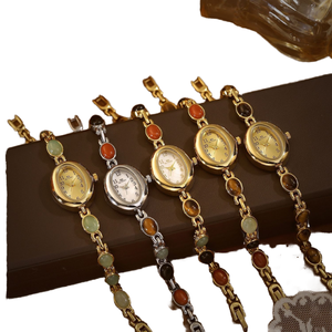 BS FA-1883 Ladies' Natural <strong>Tiger</strong> Eye Stone Mirad Color French Design Premium Vintage <strong>Watch</strong> - Product Image 1