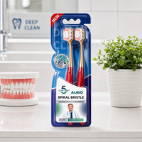Ensemble de brosses à dents ergonomiques colorées tendance sans BPA avec poils en PBT pour les soins dentaires à domicile en famille