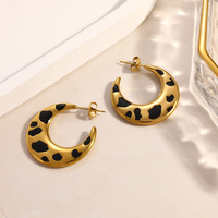 Boucles d'oreilles vintage SUMMLY à imprimé léopard, plaquées or 18 carats, en acier inoxydable, bijoux tendance à imprimé animal