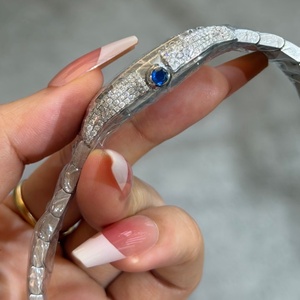 Reloj de Pulsera de Lujo con Diamantes Moissanite VVS Plateados, Correa de Acero Inoxidable Premium, Ideal para Ocasiones de Negocios - Product Image 2
