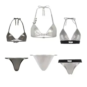 HL üretimi ultra mini mikro bikini mayo beachwear kadınlar toptan özel tasarımcı dantel up fırfır iki parçalı mayo
