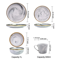 Assiettes de Dîner en Porcelaine Personnalisées avec Logo Nordique et Bord Doré – Assiettes de Présentation en Céramique de Luxe pour Restaurants, Mariages et Usage Domestique (Vente en Gros)