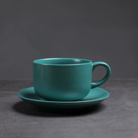 Ensemble de tasse et soucoupe à café en céramique rétro créative pour le thé de l'après-midi, le cappuccino, le latte ou l'utilisation au café