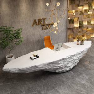 Lusso unico I a forma di scrivania in vetroresina Logo cassiere ristoranti Hotel Front <span class=keywords><strong>Desk</strong></span> salone scrivania da ufficio moderno per la vendita - Product Image 5