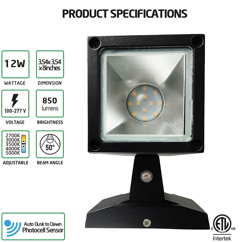 100-277v led wall light for house auto dusk to dawn sensor outdoor wall light with etl certificate