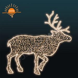 Winter Gigantisch Draadframe Rustiek/Houten Op Voorraad Buiten Waterdicht Led Kerst Rendier Lichtshow Xmas 2d/3d Motief Decoraties - Product Image 1