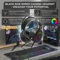 Casque de jeu filaire circum-auriculaire OEM ODM avec interface USB, câble de 2 m, lumières LED, microphone et suppression du bruit ambiant