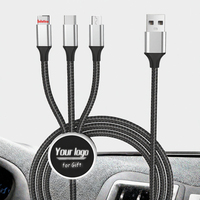 Nouveauté Câble de données USB-C en nylon 3 en 1 100W 5A à charge rapide pour téléphone, ordinateur portable et utilisation en voiture