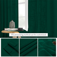 Bouteille à claquettes rideaux verts avec poche à tringle rideaux semi-transparents, élégants et décontractés en lin, Draperies de fenêtre texturées