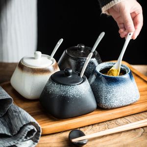 <b>Spice</b> <b>Jar</b> Ceramic Seasoning Box Household Kitchen Supplies Salt Shaker Sugar Bowl Chili <b>Jar</b> Combination <b>Spice</b> <b>Jar</b> Set with Spoon - Product Image 4