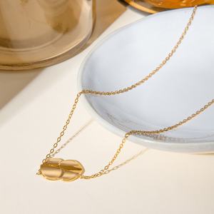 Hypoallergenic Geometric Curve <b>Necklace</b> with Fashionable and Simple Design18k <b>Gold</b> Stainless Steel <b>Pendant</b> for Women - Product Image 2
