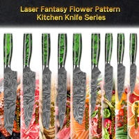 Motif de fleurs fantaisie 3 pouces japonais en acier damas à haute teneur en carbone Kiwi couteau à éplucher fruits couteaux à éplucher avec boîte-cadeau