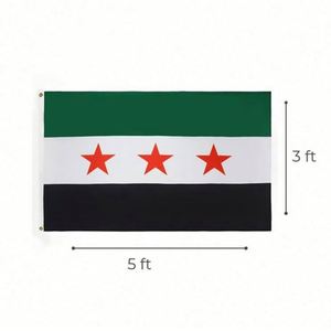 Bandera Personalizada de 3x5 Pies, Verde, Blanca y Negra, de Poliéster 68D, 90 x 150 cm, Bandera de Siria con Logotipo Personalizado, Estilo Deportivo, para Uso Promocional - Product Image 2