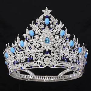 Grandes diadèmes de luxe romantiques pour reines, couronnes de beauté, diadèmes baroques pour concours de beauté et mariages - Product Image 6