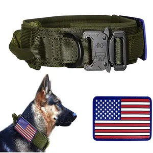 Collar táctico de nailon con hebilla de Metal para perros, Collar táctico para perros, medianos y grandes
