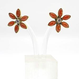 Boucles d'oreilles à tige en forme de fleur rouge onyx CZ faites à la main haute qualité plaqué or fleurs à la mode cadeau de conception de fête de mariage prix de gros - Product Image 2