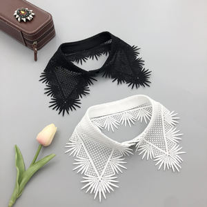 Col de chemise brodé LHY <span class=keywords><strong>en</strong></span> dentelle blanche et noire, motifs rayés <span class=keywords><strong>en</strong></span> dentelle française, détachable, vente <span class=keywords><strong>en</strong></span> gros directe - Product Image 1