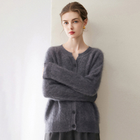 Cardigan en cachemire 100% tricoté pour femme, veste unie pour l'automne et l'hiver
