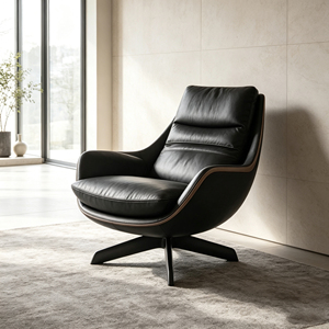 <span class=keywords><strong>Fauteuil</strong></span> pivotant en cuir, design moderne avec cadre incurvé, <span class=keywords><strong>fauteuil</strong></span> <span class=keywords><strong>relax</strong></span> individuel <span class=keywords><strong>pour</strong></span> salon, chambre ou coin détente - Product Image 2