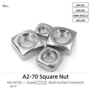 น็อตสี่เหลี่ยมสแตนเลส 304 316 ขนาดต่างๆ ตามมาตรฐาน DIN 557 SAE J104 ASME B18.2.2 รุ่น A2-70 A4-70 ความสูงเพิ่มขึ้น ขนาดตามสั่ง มีสินค้าในสต็อก - Product Image 1