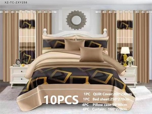 बड़ा फूल microfiber कस्टम बहु राजा 10PCS पॉलिएस्टर चादर शादी पर्दा बिस्तर सेट - Product Image 3