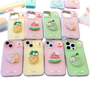 Ốp lưng nữ hoạt hình dễ thương hilim cho Iphone 17 16 15 14 Pro Max Plus 3D thạch bao gồm đào dưa hấu dứa thiết kế trái cây - Product Image 4