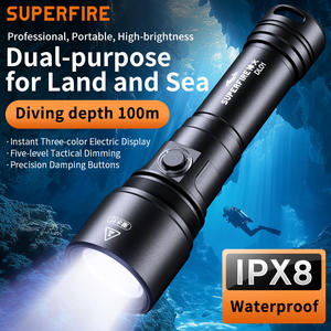 مصباح غوص DL01 أسود من سبائك الألومنيوم الصناعية مقاوم للماء بمعيار IP68 لعمق 100 متر، بقوة 1400 لومن مع مصباح <span class=keywords><strong>LED</strong></span> P50 وبطارية 18650 - Product Image 2