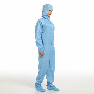 Abbigliamento antistatico <span class=keywords><strong>da</strong></span> <span class=keywords><strong>lavoro</strong></span> a buon mercato bianco blu 5mm striscia lavabile in poliestere antistatico ESD abito <span class=keywords><strong>da</strong></span> camera bianca - Product Image 2