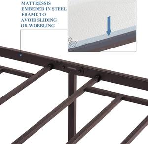 Классический металлический каркас кровати на платформе с железным изголовьем в викторианском стиле и подножкой без пружины, размер королевы - Product Image 6