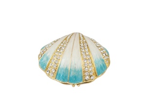 Joyero de concha marina esmaltada Bejeweled con cristales brillantes Caja de almacenamiento de joyería con bisagras pintada a mano Soporte de anillo Estatuilla Col - Product Image 2