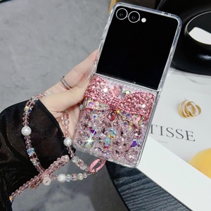 Para Samsung Z Flip 7 6 5 Glitter Flash Diamond Bow con cadena Phone Case Envío gratis para Z Fold 7 case Envío gratis - Product Image 5