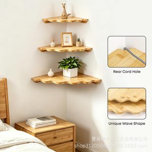 Wooden Corner <b>Shelf</b> Solid Wood Triangular <b>Wall</b> <b>Mounted</b> Floating <b>Shelf</b> For Decorative Storage - Product Image 2