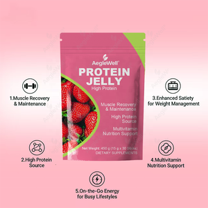 AegleWell Barritas de Gelatina de Proteína con Sabor a Fresa, Suplemento Dietético para la Recuperación Muscular y Apoyo Nutricional - Product Image 2