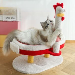 Árbol rascador único para gatos con forma de gallina, poste de sisal duradero, torre para gatitos con cama de terciopelo suave, muebles modernos para mascotas - Product Image 2