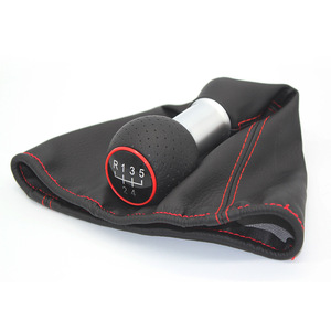Poignée de levier de vitesse en cuir pour Volkswagen Golf 3 4, transmission manuelle, coutures rouges, conception ergonomique - Product Image 3