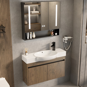 Mueble de Baño Ultra Estrecho de Aleación de Aluminio y Cerámica para Apartamentos Pequeños, Lavabo Ultra Estrecho Transfronterizo con Panel de Puerta Lacado - Product Image 2