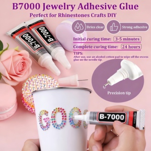 Piedras de Estrás para Decoración, Gemas Multicolores de 3mm con Reverso Plano para Arte con Diamantes, Kit de Decoración con 3 Piezas de Pegamento para Joyería B7000 de 10ml - Product Image 2