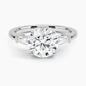 Haute qualité or blanc rond 2 carats bague en diamant cultivé en laboratoire GIA IGI certifié laboratoire créé diamant bande de mariage bijoux fins