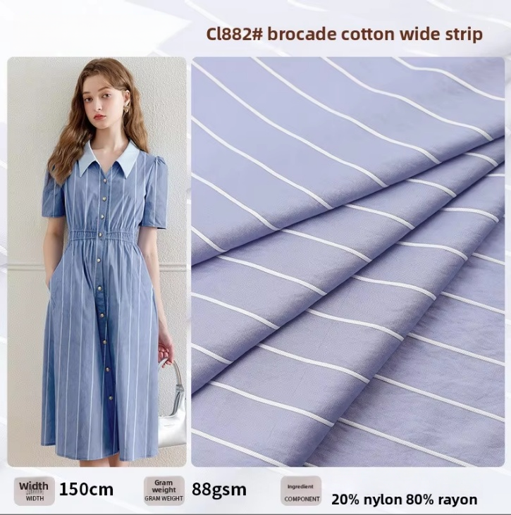 Spring Summer New Style Woven Brocade Plain Striped Nylon Cotton Rayon Fabric 150cm Width Breathable Girls Boys Casual Skirt Top