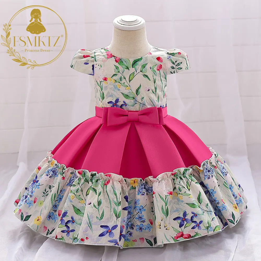 FSMKTZ, venta al por mayor, vestido de niña, vestido de fiesta con estampado de flores, vestido de verano con estampado, vestidos formales de cumpleaños para niñas pequeñas