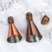 Juego de Jigger para Cócteles con Diseño de Calavera en Oro Rosa, 60ml 90ml, Acero Inoxidable 304, Vaso Medidor Premium con Anillo, Regalo para Bar, Fabricación OEM ODM