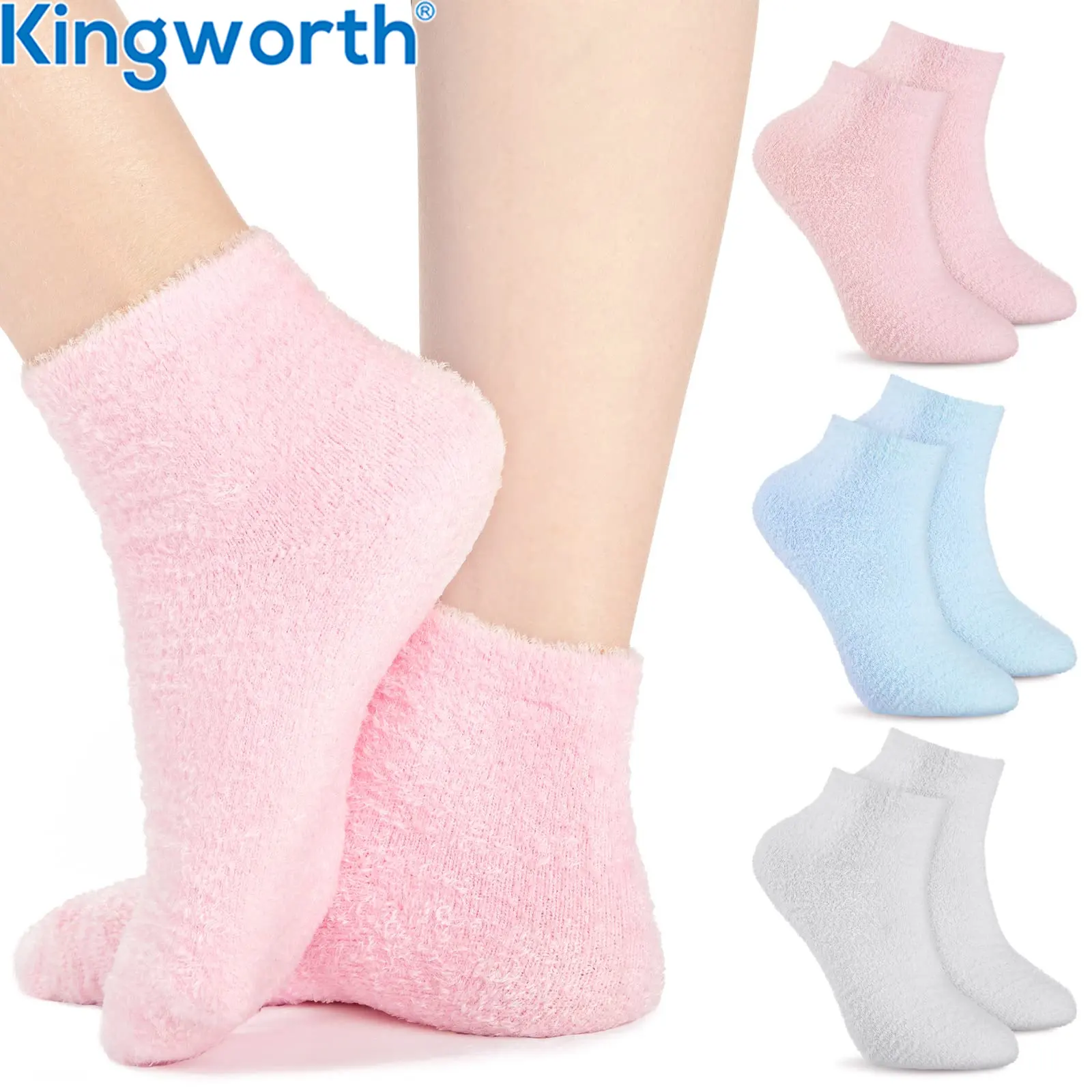 Kingworth Aloe Calcetines Hidratante Spa Gel Infundido Dormir Calcetines Fuzzy Pies Secos Calcetines de loción antideslizantes